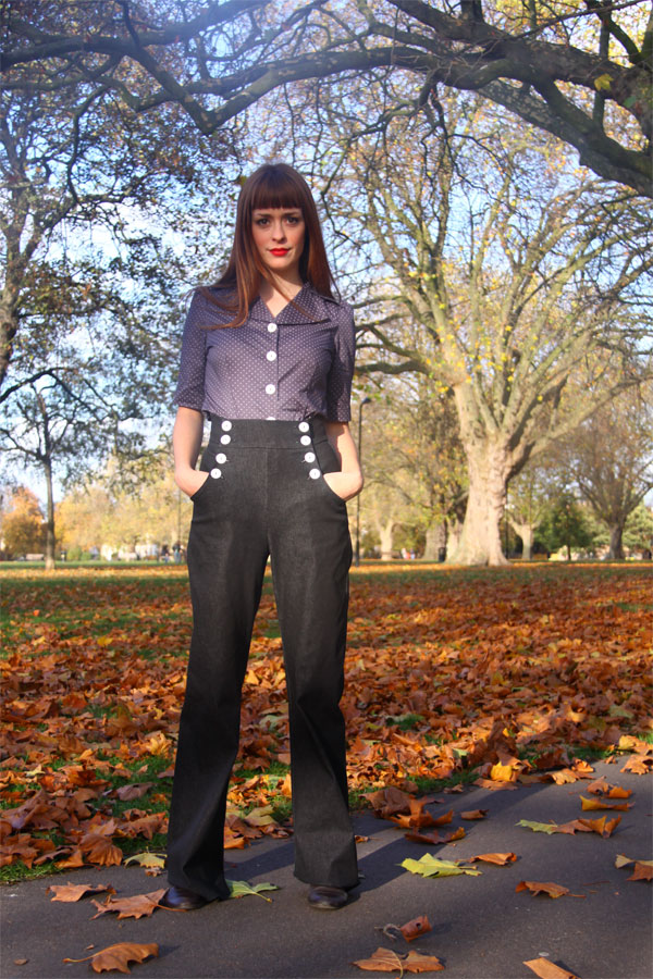 Tara Starlet Forties Shirt with Sailor Slacks (©Tara Starlet) Tara Starlet Forties Shirt with Sailor Slacks (©Tara Starlet)