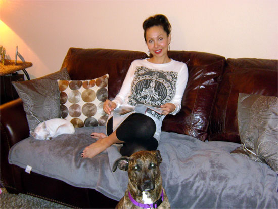 Kalani relaxes at home...