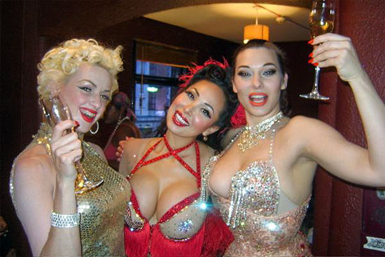 Kalani, Kitten Deville and Immodesty Blaize, during the Tease Show week in London this year...